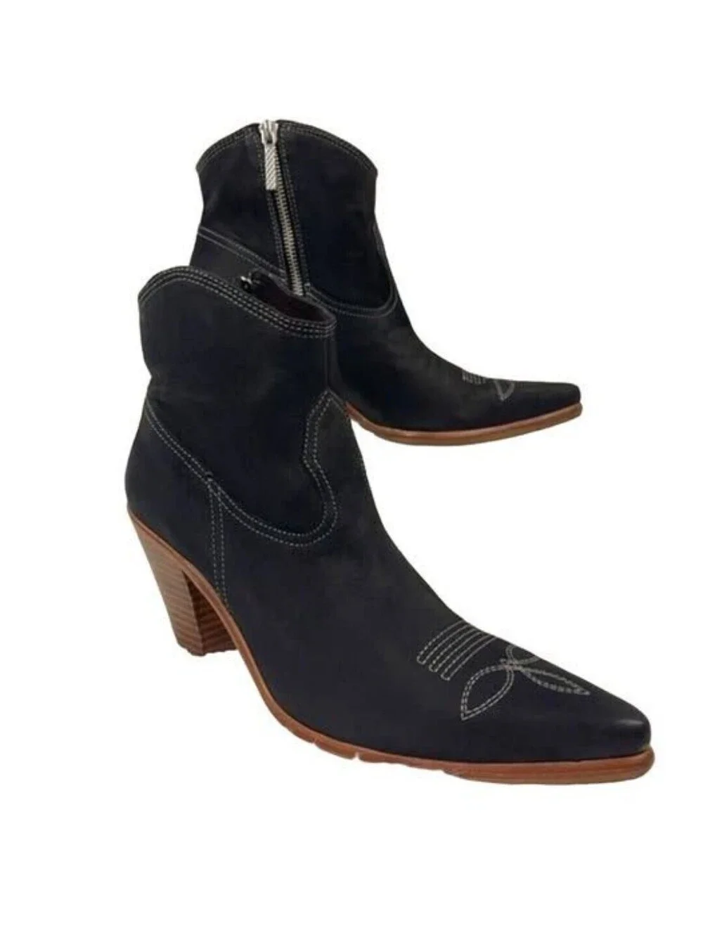 NWOB Donald J Pliner Black Suede Western Style Ankle Boots sz 9